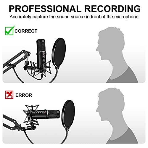 USB Condenser Microphone, Aokeo 192kHZ/24bit Professional PC Streaming Podcast Cardioid