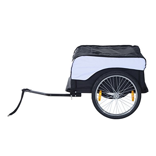HOMCOM Transportanhänger Lastenanhänger Fahrrad Anhänge Lasten-Fahrradanhänger CargoTrailer (Weiß-Schwarz) – Bild 4