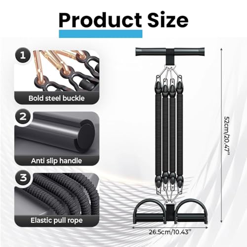 FUNFLEX Resistance Band Set 45 kg Sit-Up Training Device with Rubber Handles, Foot Pedal and Door Anchor - Fitness Expander for Home, Home Gym, Muscle Training, Strength Training, Resistance Band