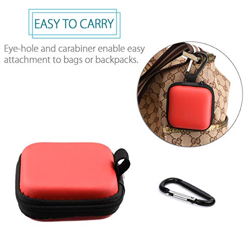 Meuxan 6-Pack 6 Color Earbud Case Earphone Storage Pouch with Carabiner for USB Cable Flash Drive and More
