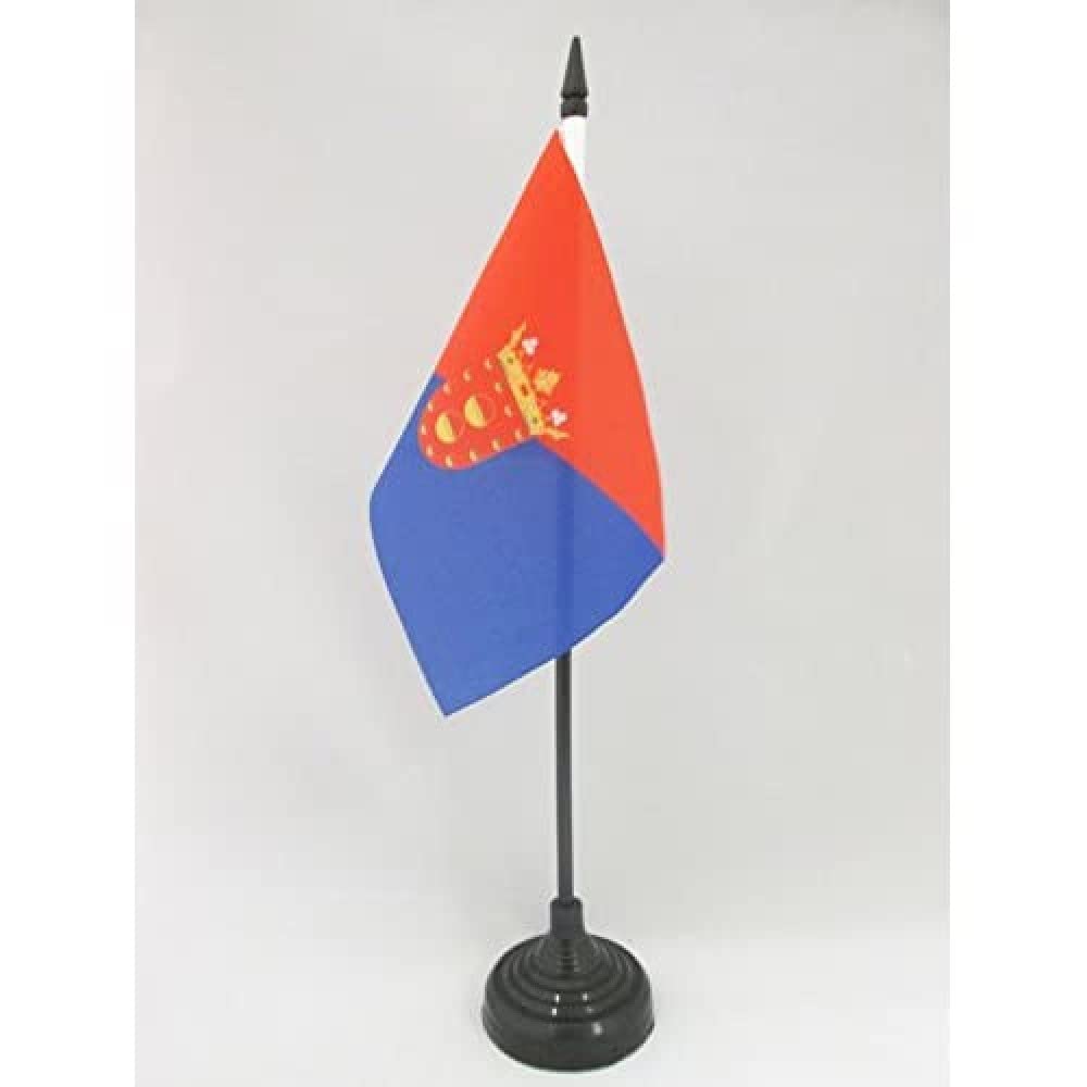 AZ FLAG - Lanzarote Table Flag 4'' x 6'' - Lanzarote Office Mini Banner 100% Polyester 15 x 10 cm - Mini Desk Flag with 10'' Pole and Black Plastic Base