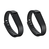 GinCoband 3 PCS Replacement Bands with Adjustable Metal Clasp for Fitbit Flex Wristband (2PCS Black, Large)