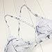 DaiLiWei 2 Pcs Marble Print Cross Back Top Bottom Double Side Swim Wear Women Bikini Sets, White, Large