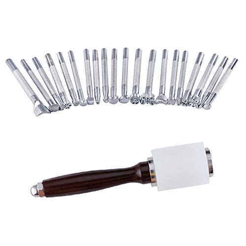 28 PCS Leather Stamping Tool Leather Carving Working Saddle Making Tools DIY Leather Craft Stamps Set DIY Hammer Swivel Knife