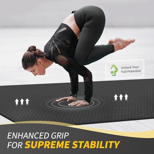 CAMBIVO Large Yoga Mat 183 x 122 cm, 6 mm/8 mm/10 mm/12 mm Pilates Fitness TPE Non-Slip Thick Gym Mat for Home Exercise, Gym, Sport