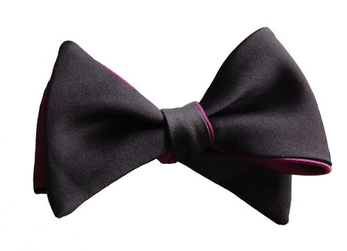 Knot Theory Butterfly Bow Tie Classic Black & Purple Reversible 4-Way Tailor Hand Made Impeccable Top Quality James Bond Collection