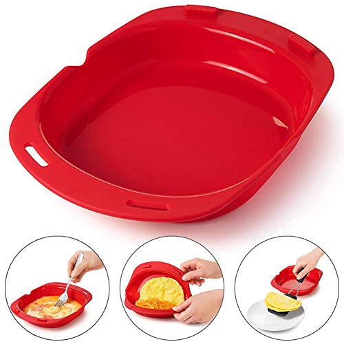 Urnanal Silicone Omelette Tool, Microwave Oven Non Stick Omelette Maker Egg Roll Baking Pan Omelette Tools, 9.57×7.83×1.69in