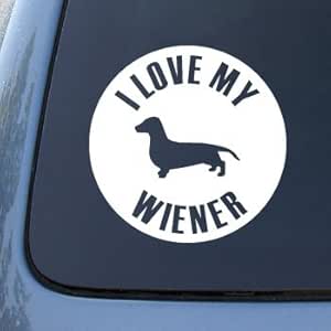 Amazon Com Ns Fx Love My Wiener Dog Dachshund Vinyl Car Decal Sticker 1622 Vinyl Color White Automotive