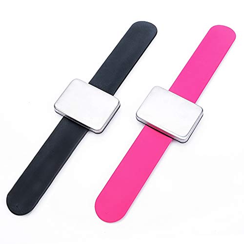 Xrten 2 Pcs Magnetic Wrist Sewing Pincushion,Magnetic Pin Holder Wristband Pin Cushion Holder for Hair Clips Sewing, Silicone Wrist Strap Bracelet