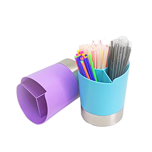 image for MyLifeUNIT Straw Dispenser Holder, 3 Compartments Plastic Straw Dispen