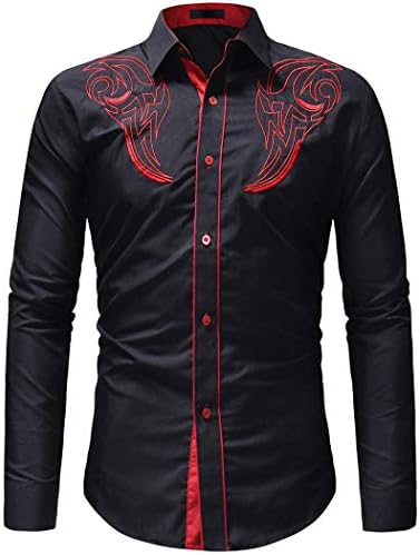 Clearance Sale! Sunyastor Mens Shirts,Fashion Autumn Winter Casual Embroidery Shirt Long Sleeve Pullover T Shirt Tops