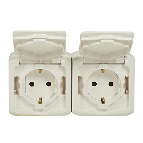 Legrand, Feuchtraum-Aufputz-Steckdose IP44 (2-fach) waagerecht, 2-polig mit Schutzkontakt & Deckel, zur Montage auf der… – Bild 4