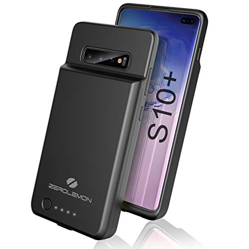 ZeroLemon Galaxy S10 Plus Battery Case, 5000mAh Extended Rechargeable Battery with Soft TPU Protective Portable Case for Galaxy S10 - Black