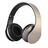 LAFEINA Bluetooth Stereo Headphone, Wireless/Wired Foldable Over-Ear Headsets with Microphone for iPhone, iPad, iPod, Samsung , Tablets, Smart Phones Bluetooth Devices (Gold)
