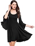 Zeagoo Women's Flare Bell Sleeve Backless Party Dress Casual Dresses