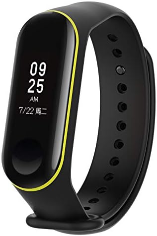 XIHAMA Straps Compatible with Xiaomi mi Band 4 / mi Band 3, Silicone Sport Fitness Replacement Band Wristband(Black/Yellow)