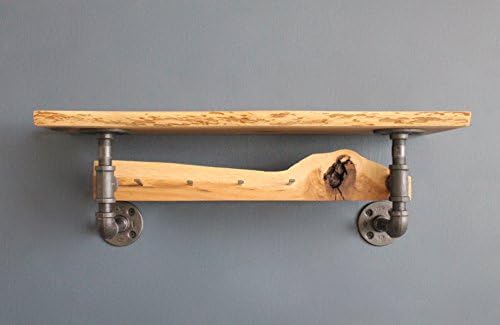 Rustic Key Organizer with Live Edge Shelf, Industrial Style, Ships from Detroit, Michigan
