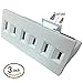 Electriduct 3 Outlet 2 Prong Polarized Lateral Swivel Wall Tap Adapter - 15 Amp, 125-Volt - White - 3 Pack