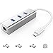 Hhusali 3-Port USB-C to USB 3.0 Aluminum Portable Data Hub, with 10 Mpbs, 100 Mbps, 1000 Mbps, or 1 Gigabit Network Adapter with Ethernet Port, for MacBook Pro 2016, ChromeBook, XPS and More