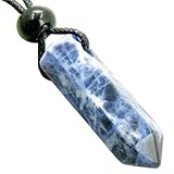 BestAmulets Good Luck Protection Talisman Crystal Point Sodalite Pendant Necklace