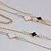 Gaosaili Womens Long Pearl With White Black Clover Sweater Charming Necklace