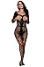 Jelove Women Sexy Crotchless Fishnet Bodystocking Striped Bodysuit Lingerie Set (Black-2)