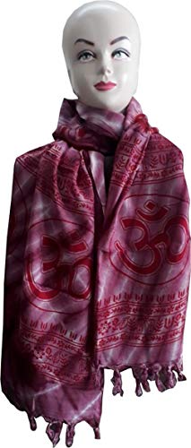 KVR OM AUM Krishna Buddha Ganesha Shiva yoga spiritual auspicious Pooja Hindu Religious Indian prayer scarf (Pink-Om-2) - Thumbnail 2