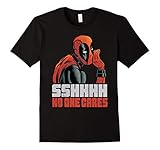 Mens Marvel Deadpool SSHHHH No One Cares Whisper Graphic T-Shirt XL Black
