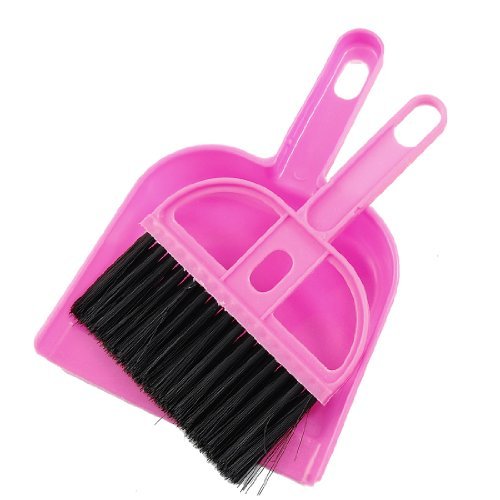 DealMux Car Cleaning Mini Whisk Broom Dustpan Set Pink Black