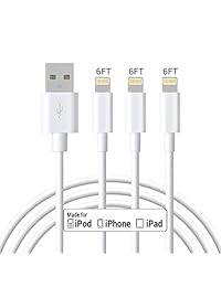 Rukini MFi - Cable Lightning para iPhone XS Max X 8Plus 7Plus 6S Plus 6 5S iPad Pro Air iPod y más dispositivos, color blanco