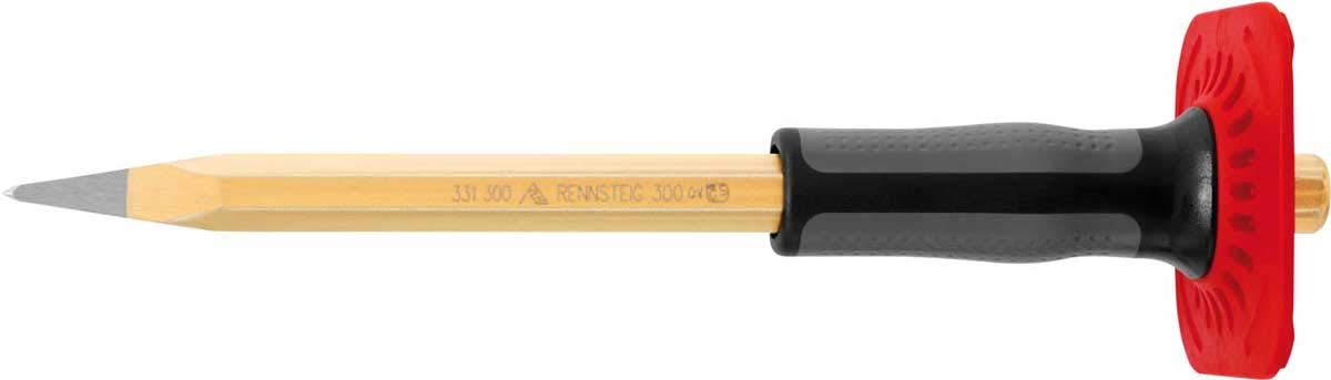Rennsteig 331 300 1 Pointed Painted Chisel with Handguard, Gold/Red, 300 mm