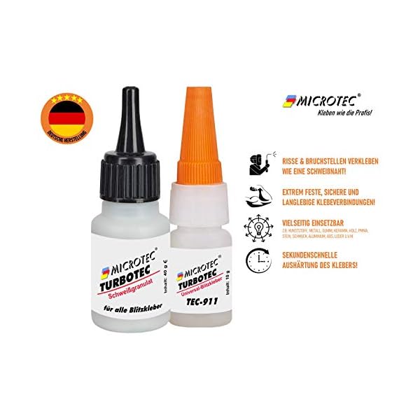 Microtec® Turbotec-911 Schweißgranulat + Sekundenkleber | 40g + 10g | Kleben wie die Profis | extra starker… – Bild 3
