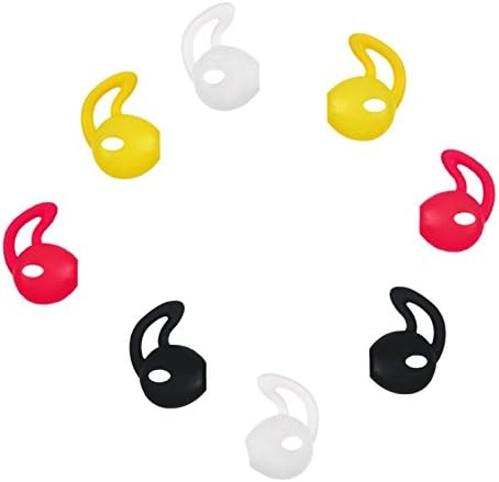 Ear Gels For Apple Earpods , BLUEWALL Ear tip Earphone Gel Cover For iPhone 7 Earphone EarPods , Soft Gel Thin Anti Slip Sport hook Design Ear Buds ,4 Pair, White Black Red Yellow