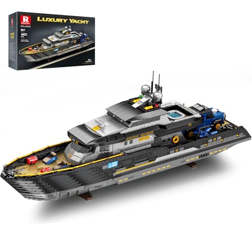 Reobrix 66103 Adult Luxury Yacht Building Kit Cruise Ship Model Kit Toy Yacht Decorations Collectable Exhibition Gift for Adults Boys Girls