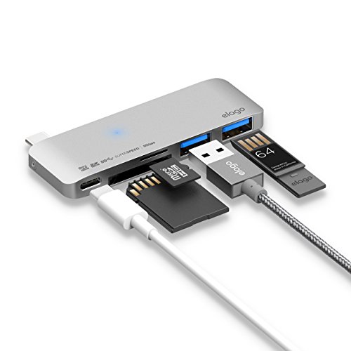 elago Aluminum Charging Multi Hub USB-C - [POWER DELIVERY][CHARGING MULTI HUB][5 SLOTS DATA TRANSFER] - for All-new MacBook and Pro, All USB-C Devices (Silver)