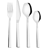 Serenk Stainless Steel Cutlery Set, 24 Pieces, New York | Modern Silverware Flatware, Forks, Knives and Spoons, Dishwasher Safe