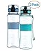 Swig Savvy Bottles 18 oz Triton Water Bottle Eco Friendly & BPA-Free Leak Free One-Click Flip Top open Ideal For Sports Yoga Camping Biking & Jogging (Blue/green)
