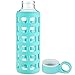 ORIGIN Best BPA-Free Borosilicate Glass Water Bottle with Protective Silicone Sleeve and Leak Proof Lid - Dishwasher Safe (Turquoise, 22 oz)