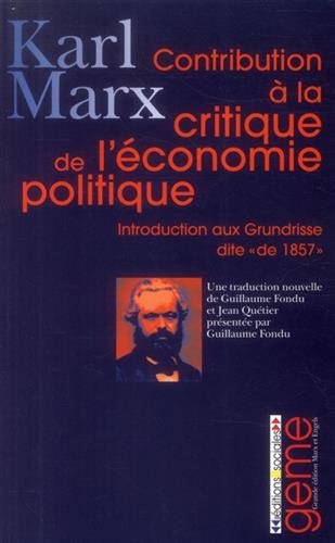 Contribution à la critique de l'économie politique