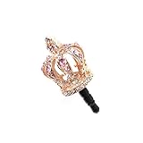 niceEshop(TM) Pink Crystal 3D Cross Imperial Crown Shaped 3.5mm Ear Jack Cap Anti Dust Plug for iPhone Samsung iPod HTC