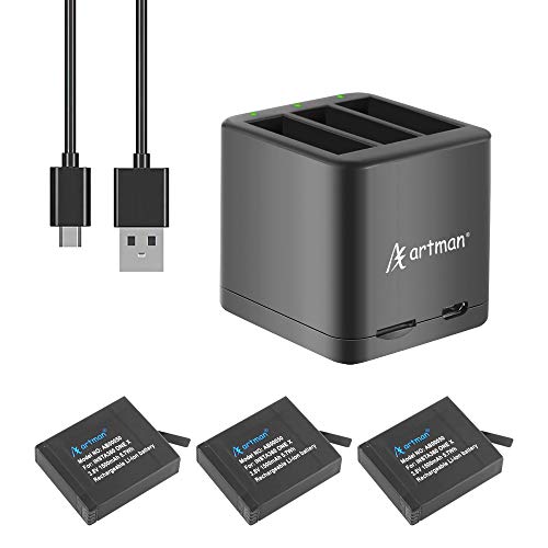 Artman Insta360 ONE X Camera 1500mAh Replacement Battery(3-Pack) and A Triple Slot USB Charger with Built-in TF Memory Card Reader for Insta360 ONE X Camera