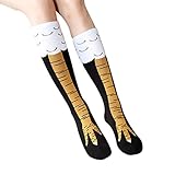 Women Girl Socks,kaifongfu Funny Casual Chicken Creative Print Cartoon Thigh Socks (free size, Black)
