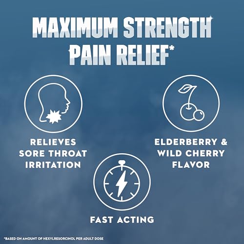 Mucinex Instasoothe Sore Throat Relief, Sore Throat Lozenges, Sore Throat Medicine with Hexylresorcinol, Cough Drops Alternative, 40 Elderberry & Wild Cherry Medicated Numbing Throat Drops