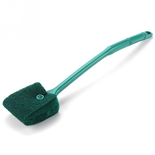 Petacc Double-sided Fish Tank Cleaner Sponge Cleaning Brush Portable Scraper Practical Scrubber with Non-slip Handle, Suitable for Cleaning Fish Tank (Blue)