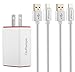 OoRange Travel Wall Charger Adapter with 2 Nylon Braided Micro USB Cables, 3 Foot