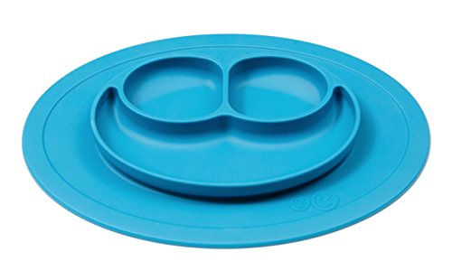 ezpz Mini Mat - One-piece silicone placemat + plate (Blue), One Size