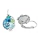 Neoglory Jewelry Platinum Plated Big Bold Blue Crystal with Delicate Flower Tear Hoop Earrings Women Jewelry Gift