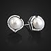 B.Catcher Silver Pearl Earrings 925 Sterling Silver Freshwater 8mm Pearl Studs Earrings Heart Set Gift