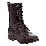 Link Beyonce-62K Children Girl's Comfort Lace Up Mid Calf Combat Boots