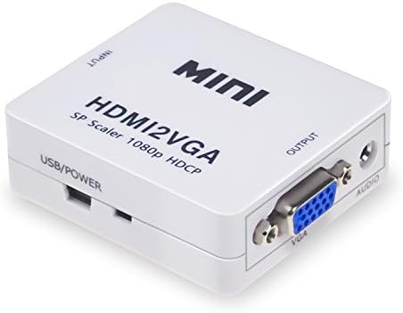 PeoTRIOL 1080P HDMI Female to VGA Male HD Video Audio Converter Adapter Box F/M with 3.5mm Audio Port Cable and Micro USB Cord for Fire Stick,Raspberry Pi,Google Chromecast,PC, Laptop,DVD Players,HDTV